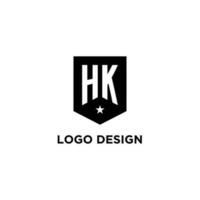 hk monogram eerste logo met meetkundig schild en ster icoon ontwerp stijl vector