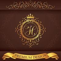letter h. luxe logo sjabloon bloeit kalligrafische elegante ornamentlijnen. zakelijke teken, identiteit voor restaurant, royalty, boetiek, hotel, heraldiek, sieraden, mode, vector illustratie