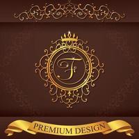 brief f. luxe logo sjabloon bloeit kalligrafische elegante ornamentlijnen. zakelijke teken, identiteit voor restaurant, royalty, boetiek, hotel, heraldiek, sieraden, mode, vector illustratie