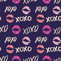 xoxo borstel belettering tekens naadloze patroon, grunge kalligrafische knuffels en kusjes zin, internet jargon afkorting xoxo symbolen, vector illustratie geïsoleerd op een witte achtergrond