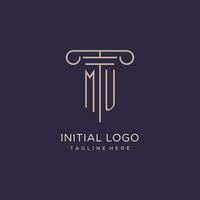 mu eerste met pijler logo ontwerp, luxe wet kantoor logo stijl vector