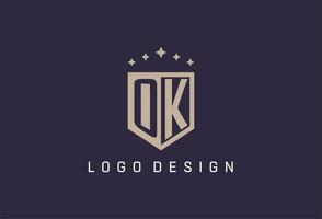 OK eerste schild logo icoon meetkundig stijl ontwerp vector