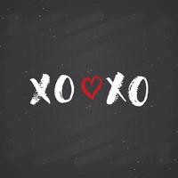 xoxo borstel belettering teken, grunge calligraphiv c knuffels en kusjes zin, internet jargon afkorting xoxo symbolen, vectorillustratie op schoolbord achtergrond vector