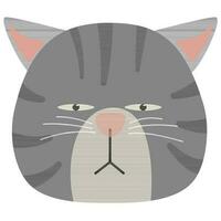 grappig gezicht kat hoofd arrogant grijs strip vector