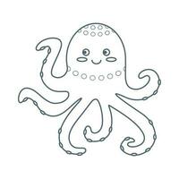 Octopus, zee dier. een inwoner van de zee wereld, een schattig onderwater- schepsel. lijn kunst. vector