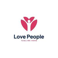 minimalistische logo ontwerp combineren liefde met mensen. vector