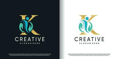 eerste k logo ontwerp met creatief en massage concept premie vector