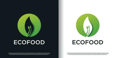 eco voedsel logo ontwerp met creatief concept premie vector
