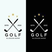 golf bal en stok en golf Cursus logo sjabloon ontwerp. logo voor professioneel golf team, golf club, toernooi, bedrijf, evenement. vector