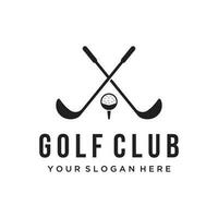 golf bal en stok en golf Cursus logo sjabloon ontwerp. logo voor professioneel golf team, golf club, toernooi, bedrijf, evenement. vector