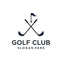 golf bal en stok en golf Cursus logo sjabloon ontwerp. logo voor professioneel golf team, golf club, toernooi, bedrijf, evenement. vector