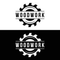 hout zag premie logo sjabloon ontwerp met wijnoogst timmerwerk tools.logo voor bedrijf, timmerwerk, houthakker, label, kenteken. vector