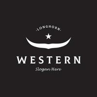 Longhorn Texas boerderij wild west dier logo ontwerp wijnoogst retro.logo voor cowboy, vee, insigne, restaurant. vector