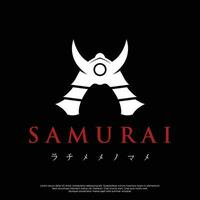 Japans samurai krijger helm logotype ontwerp met modern bewerkbare vector illustratie.