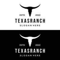 Longhorn Texas boerderij wild west dier logo ontwerp wijnoogst retro.logo voor cowboy, vee, insigne, restaurant. vector