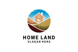 land- heuvel en huis symbool logo ontwerp voor eigendom bedrijf vector