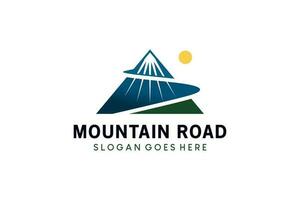 berg weg logo ontwerp, abstract berg kronkelend pad vector illustratie