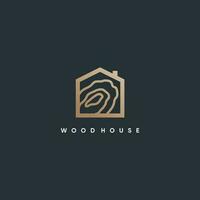 hout huis logo ontwerp met creatief abstract concept vector