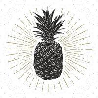 vintage label, hand getrokken ananas, grunge getextureerde retro badge sjabloon, typografie ontwerp vectorillustratie vector