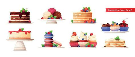 vlak desserts reeks vector