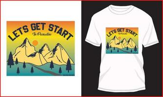 laten we krijgen begin in paradijs t-shirt ontwerp illustratie vector