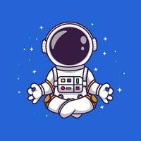 schattig astronaut meditatie yoga in ruimte tekenfilm vector icoon illustratie. wetenschap sport icoon concept