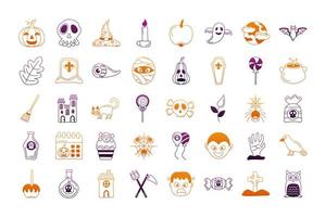 bundel van veertig halloween set iconen vector