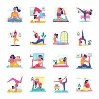 pak van yoga vlak illustraties vector