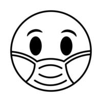 emoji gezicht dragen medische masker lijn stijlicoon vector