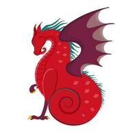 rood tweebenig draak. Wyvern draak, vector illustratie.