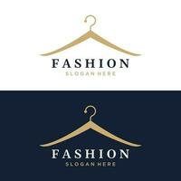 gemakkelijk jas hanger logo sjabloon ontwerp met creatief idee.logo voor bedrijf, boetiek, mode, schoonheid. vector