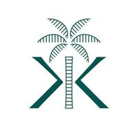 abstract palm en brieven k en k vector logo ontwerp. k en k logo. kk initialen tropisch monogram.