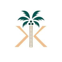 abstract palm en brieven k en k vector logo ontwerp. k en k logo. kk initialen tropisch monogram.