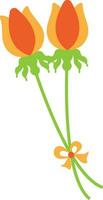 oranje knop bloemen versierd boog lintje. vector
