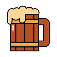 houten bierpotje drinken lijn en vulling pictogram vector