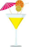 citroen plak, paraplu en rietje versierd cocktail glas. vector