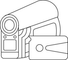 illustratie van handleiding video camera in zwart lijn kunst. vector