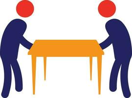 karakter van gezichtsloos mannen Holding tafel in hand. vector