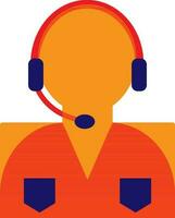 telefoontje centrum gezichtsloos gebruiker in rood, blauw en oranje kleur. vector