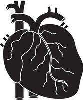 menselijk hart afbeelding binnen lichaam in glyph stijl. vector