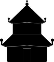 Chinese tempel icoon voor bidden concept in zwart. vector