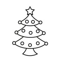 happy merry christmas pine tree line stijlicoon vector