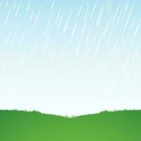 regen druppels vallend Aan groen gras. vector
