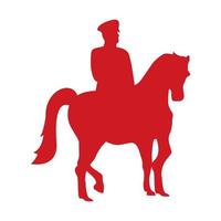 kalkoen soldaat in paard silhouet pictogram vector