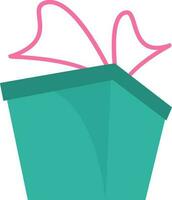 3d illustratie van groen geschenk doos met roze lintje. vector