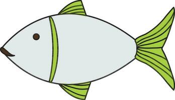 illustratie van vis icoon met groen vin in beroerte stijl. vector