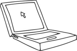 tekening stijl laptop icoon in zwart en wit. vector