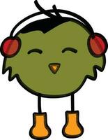 tekenfilm vogel luisteren muziek. vector