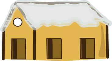 illustratie van bruin hut Hoes met wit sneeuw. vector