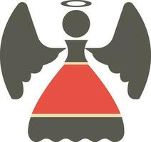 engel icoon met halo teken in grijs en rood kleur. vector